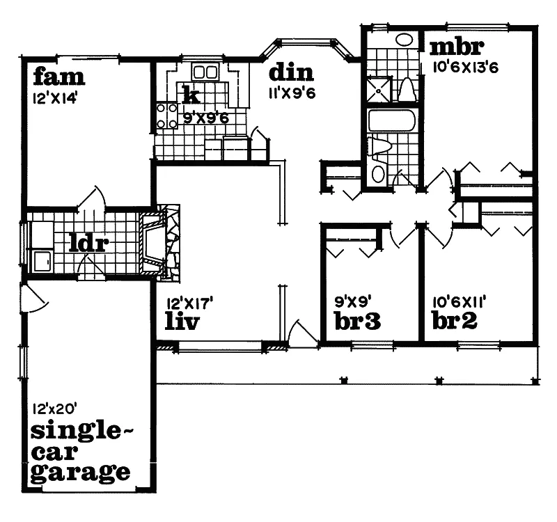 Ranch House Plan First Floor - La Baron Ranch Home 062D-0411 - Shop House Plans and More