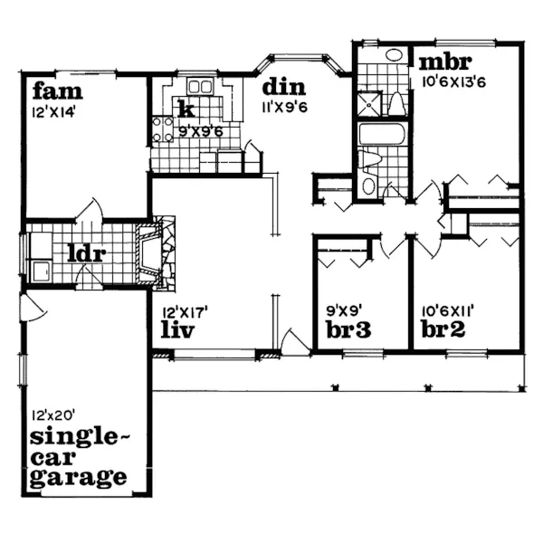 Country House Plan First Floor - La Baron Ranch Home 062D-0411 - Shop House Plans and More