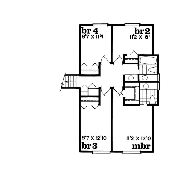 Tudor House Plan Second Floor - Glen Heights Tudor Style Home 062D-0412 - Search House Plans and More