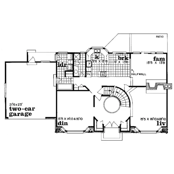 Contemporary House Plan First Floor - Garonne Tudor Style Home 062D-0414 - Search House Plans and More