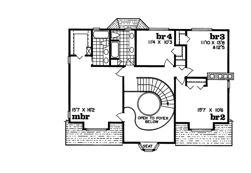 Tudor House Plan Second Floor - Garonne Tudor Style Home 062D-0414 - Search House Plans and More