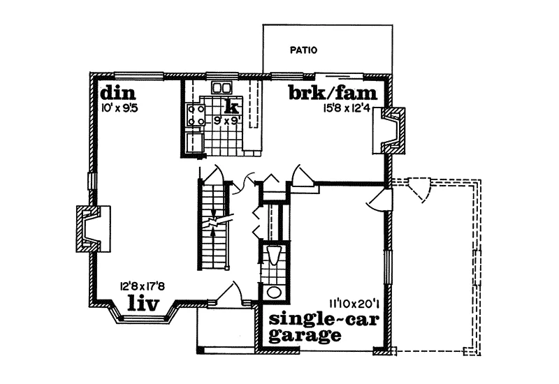 Traditional House Plan First Floor - Dasilva Pond Traditional Home 062D-0420 - Search House Plans and More