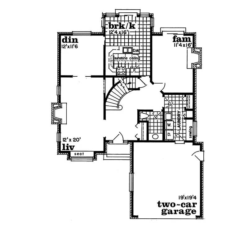 Traditional House Plan First Floor - Sapphire Creek Traditional Home 062D-0428 - Shop House Plans and More