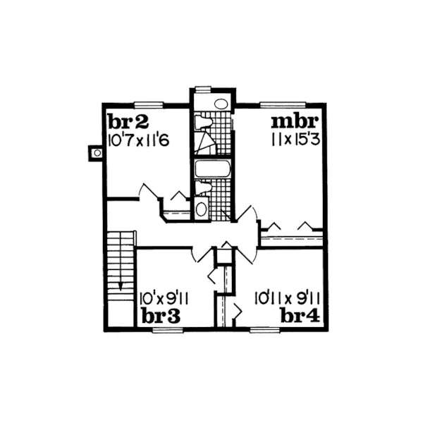 Traditional House Plan Second Floor - Blankenburg Traditional Home 062D-0432 - Search House Plans and More