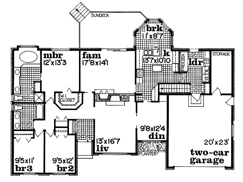 Traditional House Plan First Floor - Carmen Creek Ranch Home 062D-0434 - Search House Plans and More