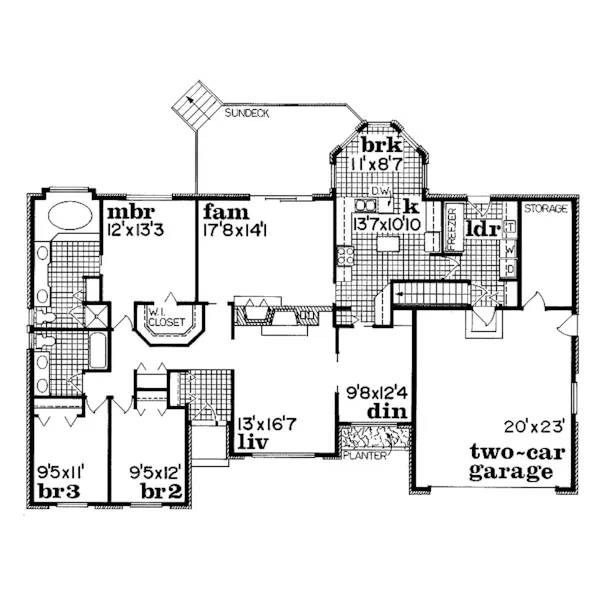 Ranch House Plan First Floor - Carmen Creek Ranch Home 062D-0434 - Search House Plans and More