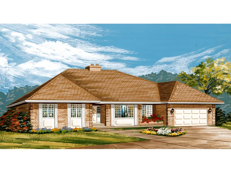 Traditional House Plan Front of Home - Carmen Creek Ranch Home 062D-0434 - Search House Plans and More