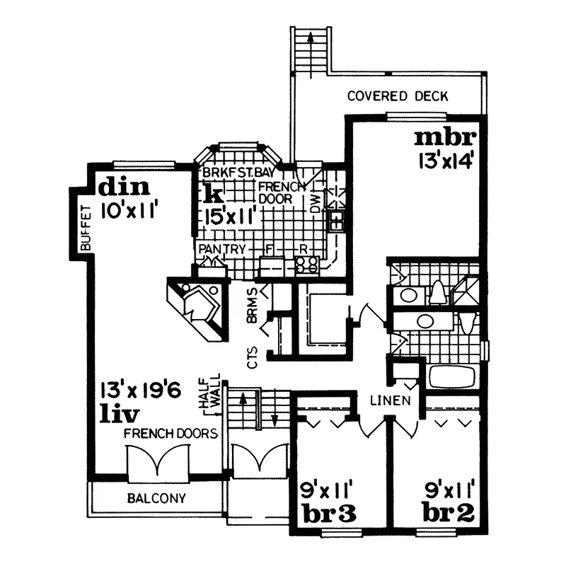 Cabin & Cottage House Plan First Floor - Lucerne Place Split-Level Home 062D-0440 - Shop House Plans and More