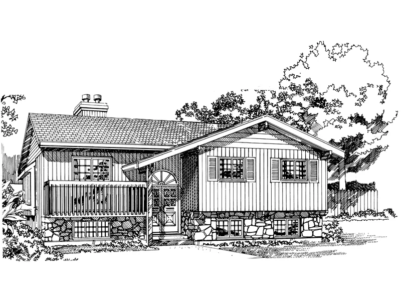 Ranch House Plan Front of Home - Lucerne Place Split-Level Home 062D-0440 - Shop House Plans and More