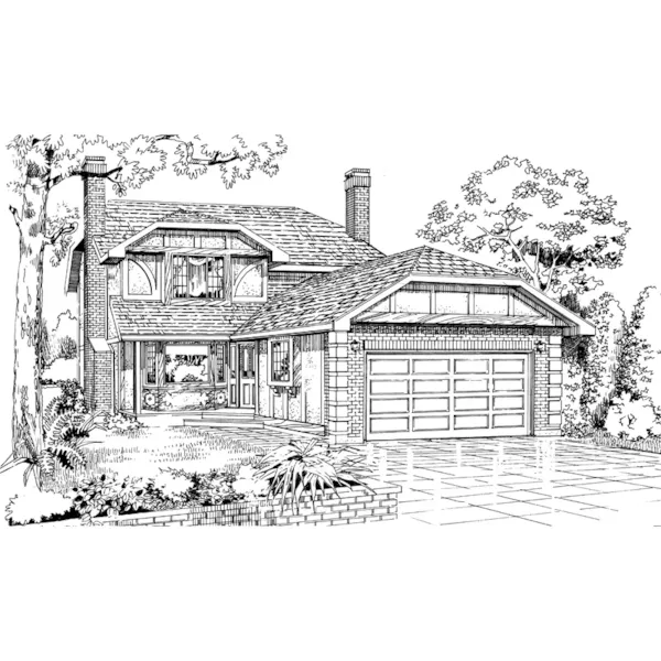 Traditional House Plan Front of Home - Cherwell Tudor Style Home 062D-0443 - Search House Plans and More