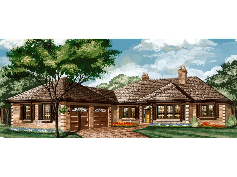 Ranch House Plan Front of Home - Quiet Creek Rustic Ranch Home 062D-0444 - Shop House Plans and More