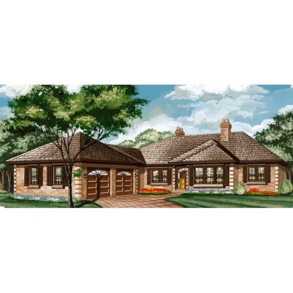 Ranch House Plan Front of Home - Quiet Creek Rustic Ranch Home 062D-0444 - Shop House Plans and More