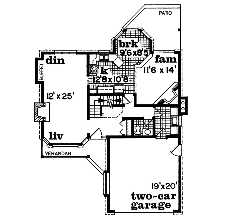 Traditional House Plan First Floor - Benalla Traditional Home 062D-0445 - Search House Plans and More