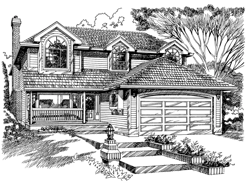 Traditional House Plan Front of Home - Benalla Traditional Home 062D-0445 - Search House Plans and More