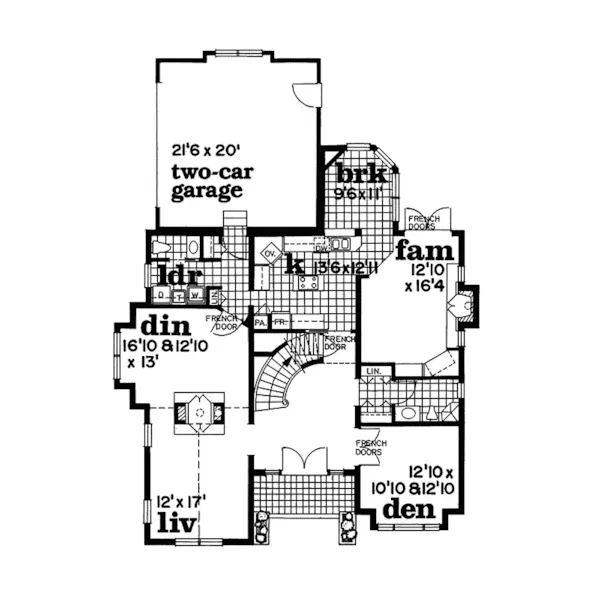 Modern House Plan First Floor - Riley Creek Traditional Home 062D-0446 - Shop House Plans and More