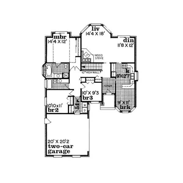 Traditional House Plan First Floor - Corliss Ranch Home 062D-0448 - Search House Plans and More