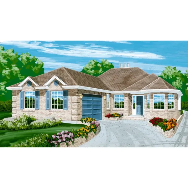 Traditional House Plan Front of Home - Corliss Ranch Home 062D-0448 - Search House Plans and More