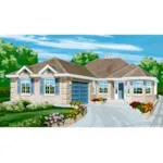 Traditional House Plan Front of Home - Corliss Ranch Home 062D-0448 - Search House Plans and More