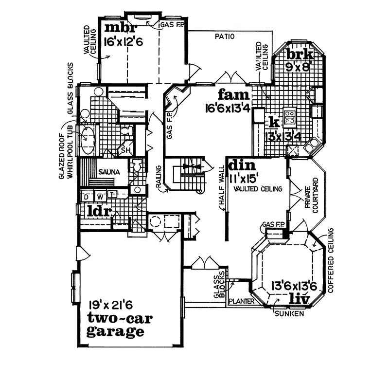 Sunbelt House Plan First Floor - Stafford Park Ranch Home 062D-0451 - Shop House Plans and More