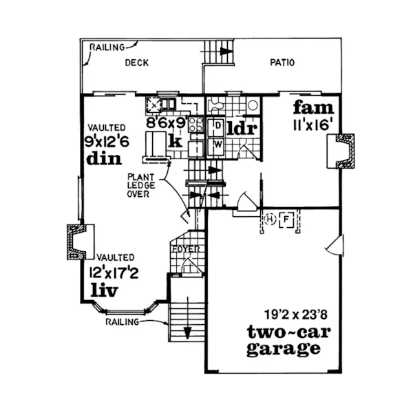 Traditional House Plan First Floor - Tavira  Split-Level Home 062D-0453 - Shop House Plans and More