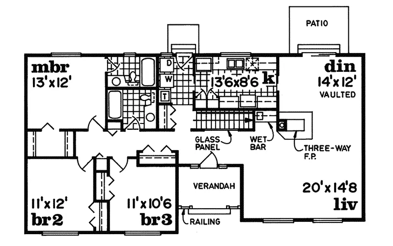 Ranch House Plan First Floor - Breckenridge Bay Ranch Home 062D-0454 - Search House Plans and More