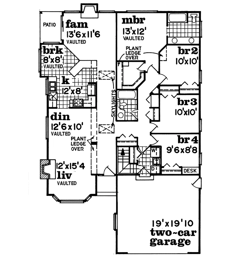 Ranch House Plan First Floor - Murdock Bungalow Home 062D-0455 - Shop House Plans and More