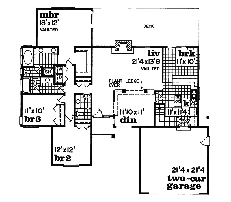 Ranch House Plan First Floor - Ranken Ranch Home 062D-0456 - Shop House Plans and More