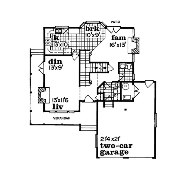 Country House Plan First Floor - McAllister Mill Traditional Home 062D-0461 - Shop House Plans and More