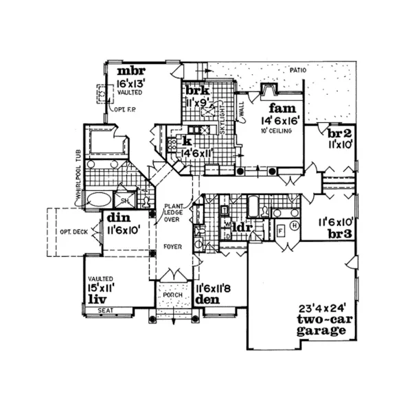 Sunbelt House Plan First Floor - Laguna Pier Sunbelt Ranch Home 062D-0465 - Shop House Plans and More