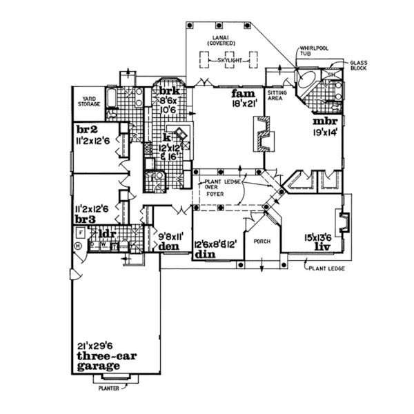 Sunbelt House Plan First Floor - Calmar Contemporary Sunbelt Home 062D-0467 - Search House Plans and More