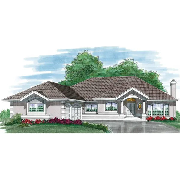 Sunbelt House Plan Front of Home - Calmar Contemporary Sunbelt Home 062D-0467 - Search House Plans and More