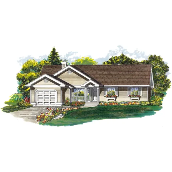 Ranch House Plan Front of Home - Spoede Hills Charming Ranch Home 062D-0468 - Shop House Plans and More