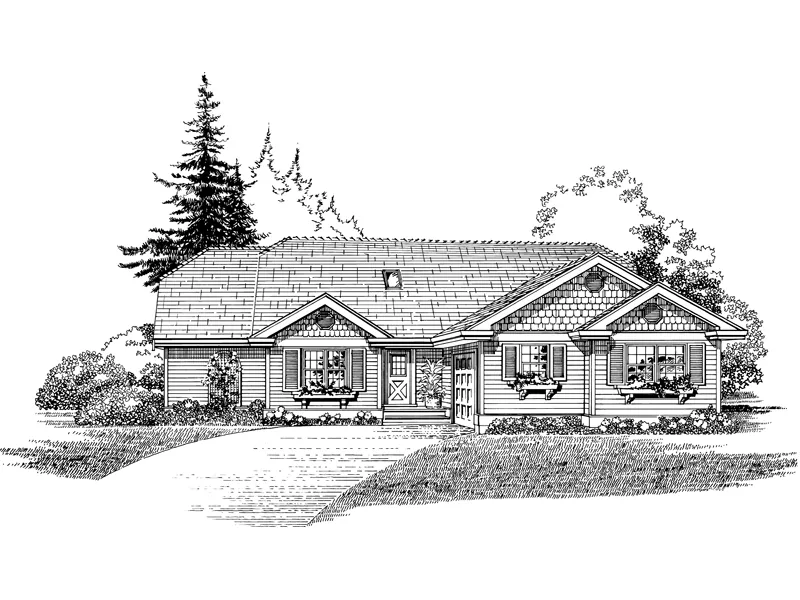 Traditional House Plan Front of Home - Hamblen Ranch Home 062D-0469 - Search House Plans and More