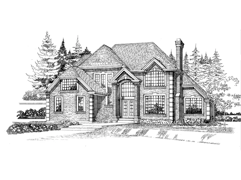 Traditional House Plan Front of Home - Dewdrop Luxury Home 062D-0471 - Search House Plans and More