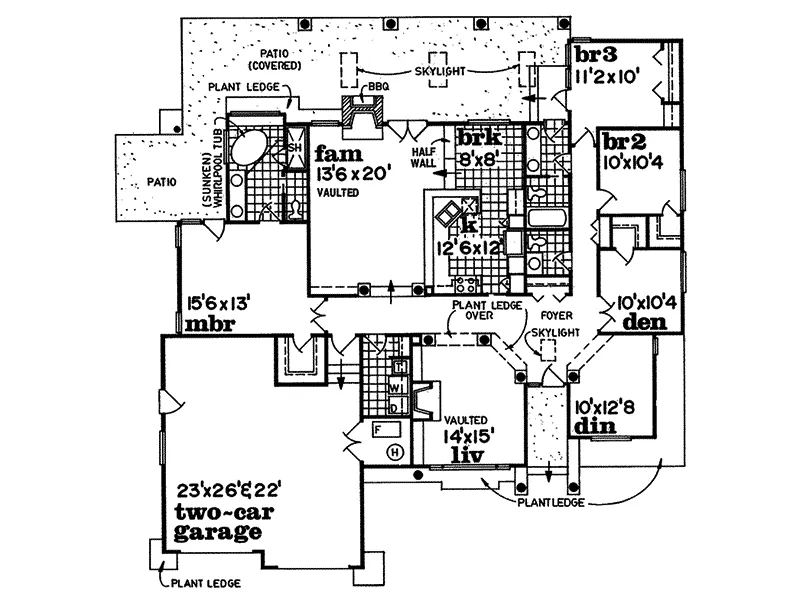Ranch House Plan First Floor - Pimento Bay Sunbelt Home 062D-0474 - Shop House Plans and More