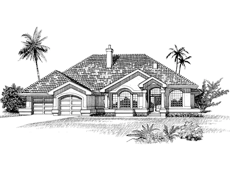 Ranch House Plan Front of Home - Pimento Bay Sunbelt Home 062D-0474 - Shop House Plans and More