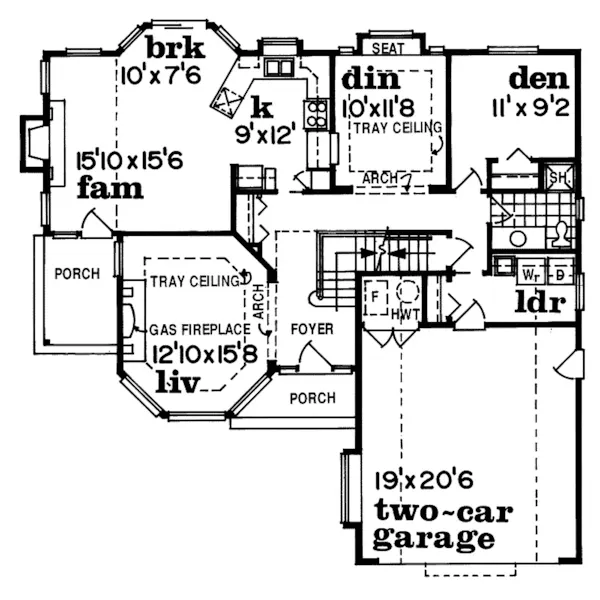 Traditional House Plan First Floor - Horton Traditional Home 062D-0475 - Search House Plans and More