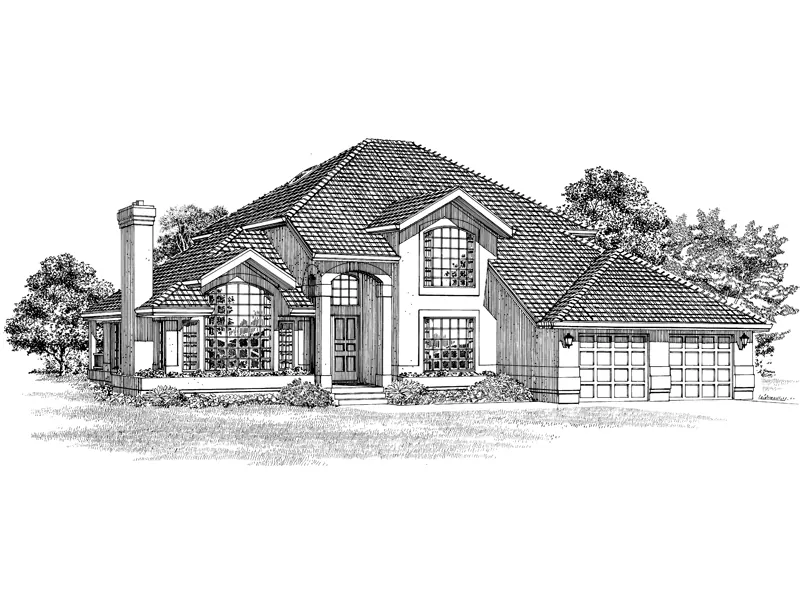 Contemporary House Plan Front of Home - Regalton Santa Fe Sunbelt Home 062D-0476 - Shop House Plans and More