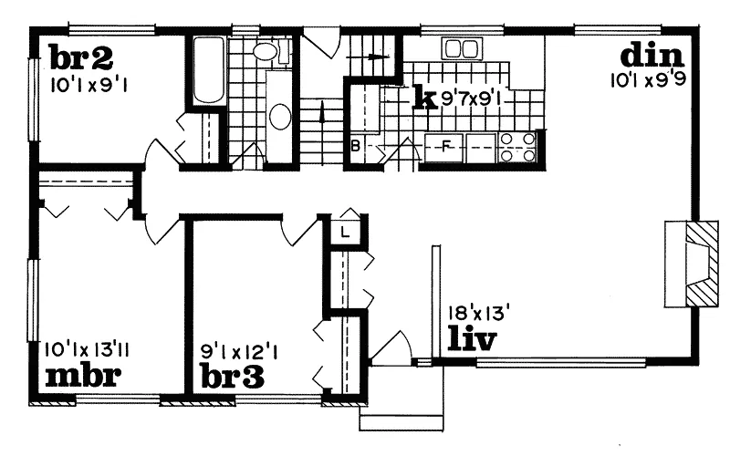 Traditional House Plan First Floor - Delta Point Ranch Home 062D-0478 - Search House Plans and More