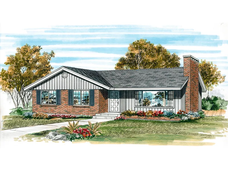 Ranch House Plan Front of Home - Delta Point Ranch Home 062D-0478 - Search House Plans and More