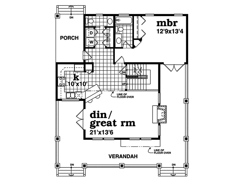 Country House Plan First Floor - Tacoma Trail Victorian Home 062D-0480 - Shop House Plans and More