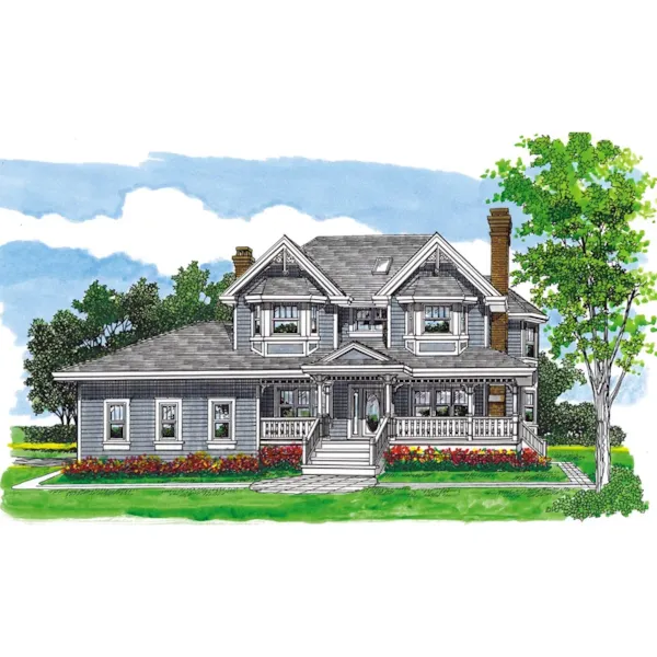 Farmhouse Plan Front of Home - Devereaux Victorian Home 062D-0484 - Search House Plans and More