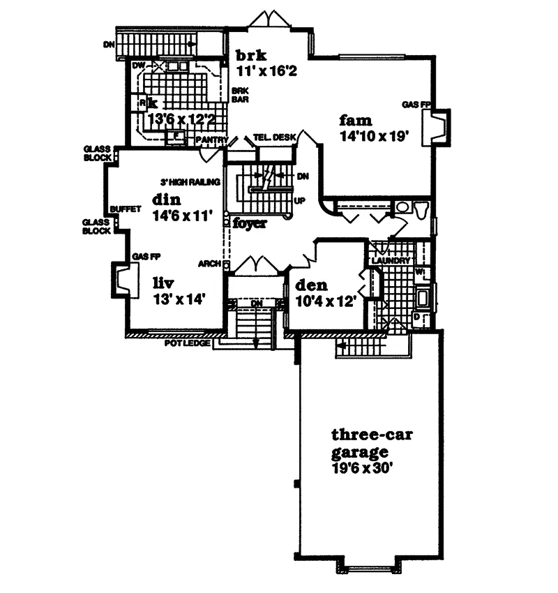 Contemporary House Plan First Floor - Sevilla Way Sunbelt Home 062D-0487 - Shop House Plans and More