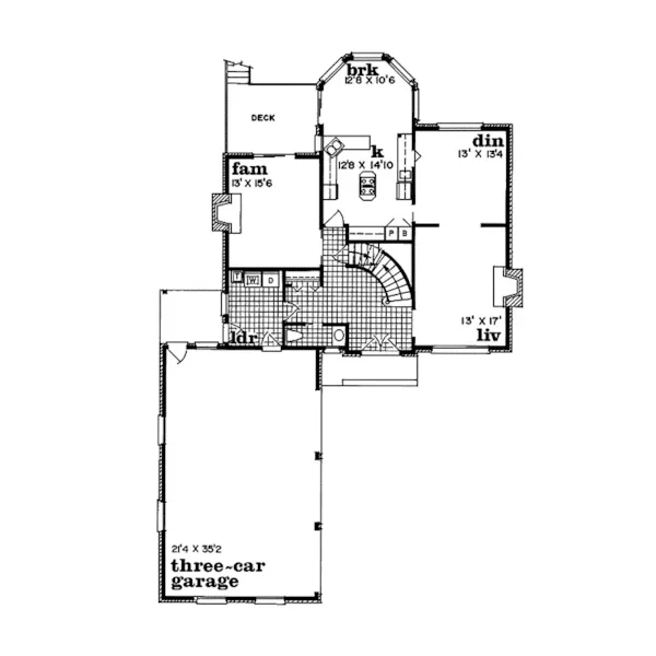 Traditional House Plan First Floor - Barton Place Country Home 062D-0490 - Search House Plans and More