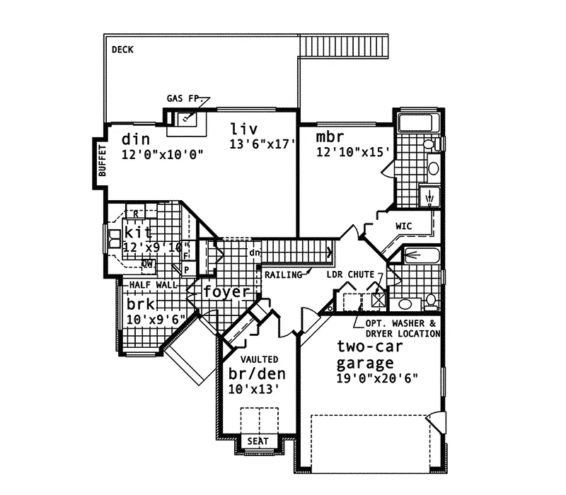 Ranch House Plan First Floor - Ashby Hill Traditional Home 062D-0491 - Search House Plans and More