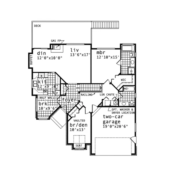 Ranch House Plan First Floor - Ashby Hill Traditional Home 062D-0491 - Search House Plans and More