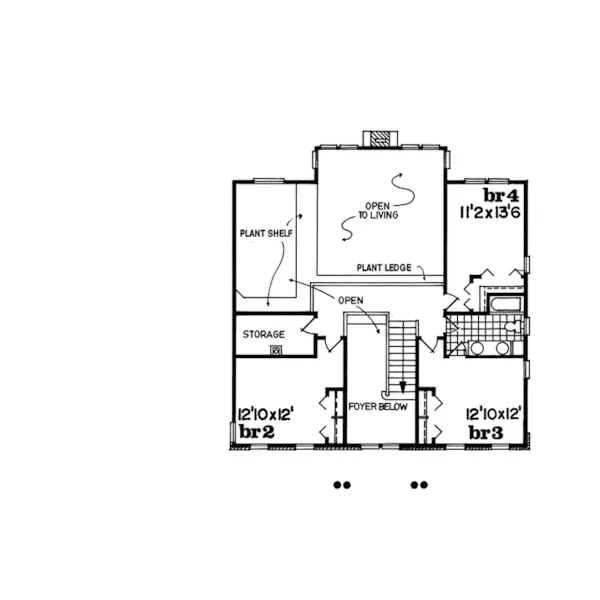 Colonial House Plan Second Floor - Carmody Colonial Home 062D-0492 - Search House Plans and More