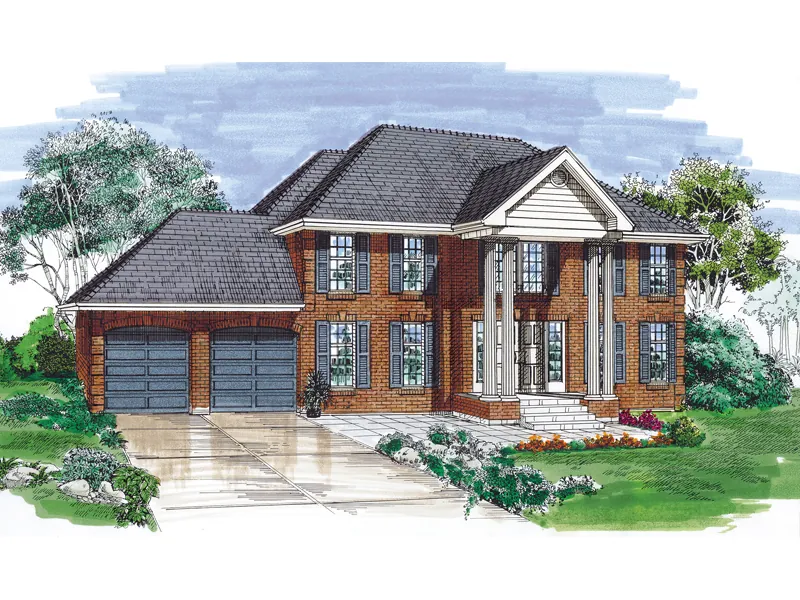 Traditional House Plan Front of Home - Carmody Colonial Home 062D-0492 - Search House Plans and More