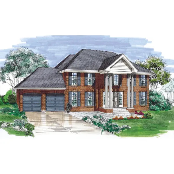 Colonial House Plan Front of Home - Carmody Colonial Home 062D-0492 - Search House Plans and More