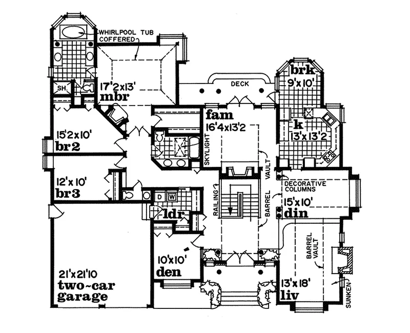 Ranch House Plan First Floor - Malone Hill Contemporary Home 062D-0493 - Shop House Plans and More